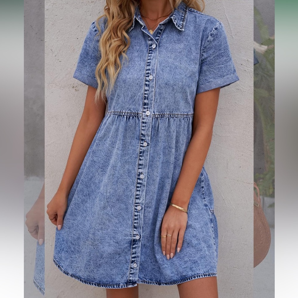 Casual Short denim babydoll dress